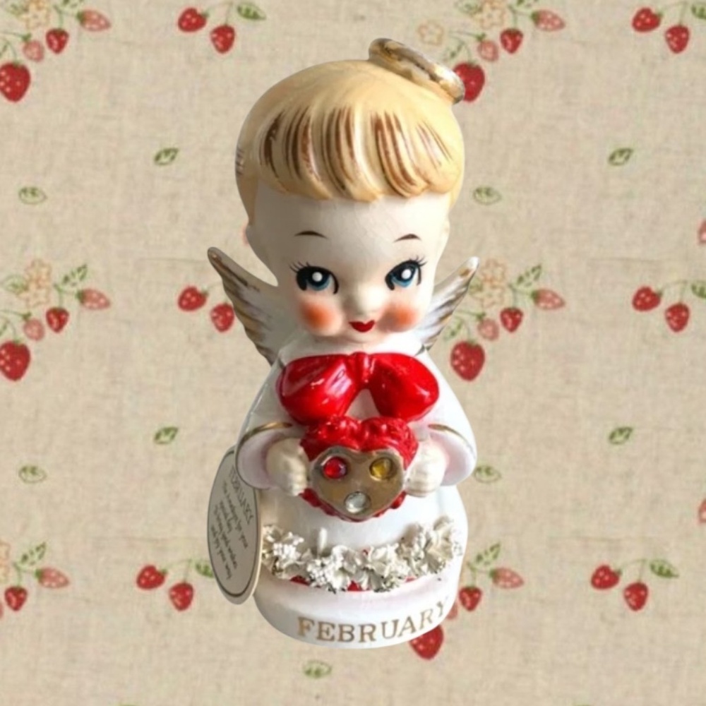 Vintage Arnart February Birthday Angel with Tag